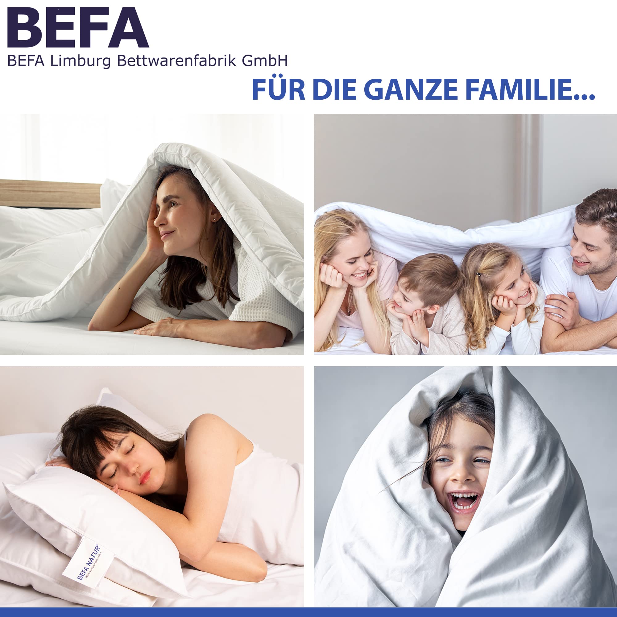 BEFA NATUR Daunendecke 135x200 cm Ganzjahr | 90% Gänsedaunen & 10% Federn | 560g Füllgewicht | Allergiker geeignet (NOMITE) | Tierwohl Zertifiziert (DOWNPASS) | Oeko-TEX Klasse 1 | Made in Germany