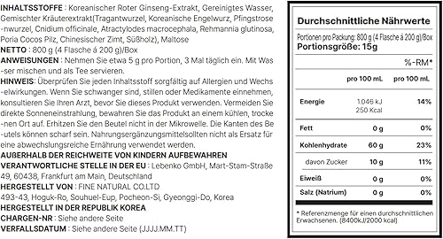 Miniatura 5 de Extracto de ginseng rojo coreano fermentado de 6 años  4 botellas de 7.05 oz  9.6 mg de ginsenósidos por 0.53 oz  Energía, enfoque, fatiga y apoyo