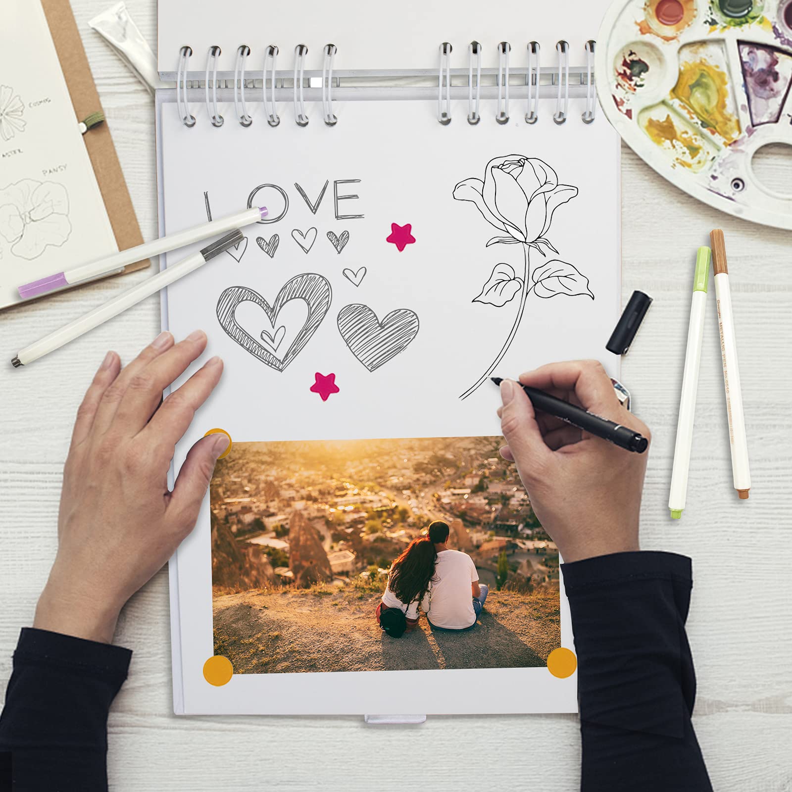 EVNEED Album fotograficzny do scrapbookingu, księga gości weselnych, rocznica, wspomnienia, scrapbooking do rękodzieła, prezenty DIY, biały