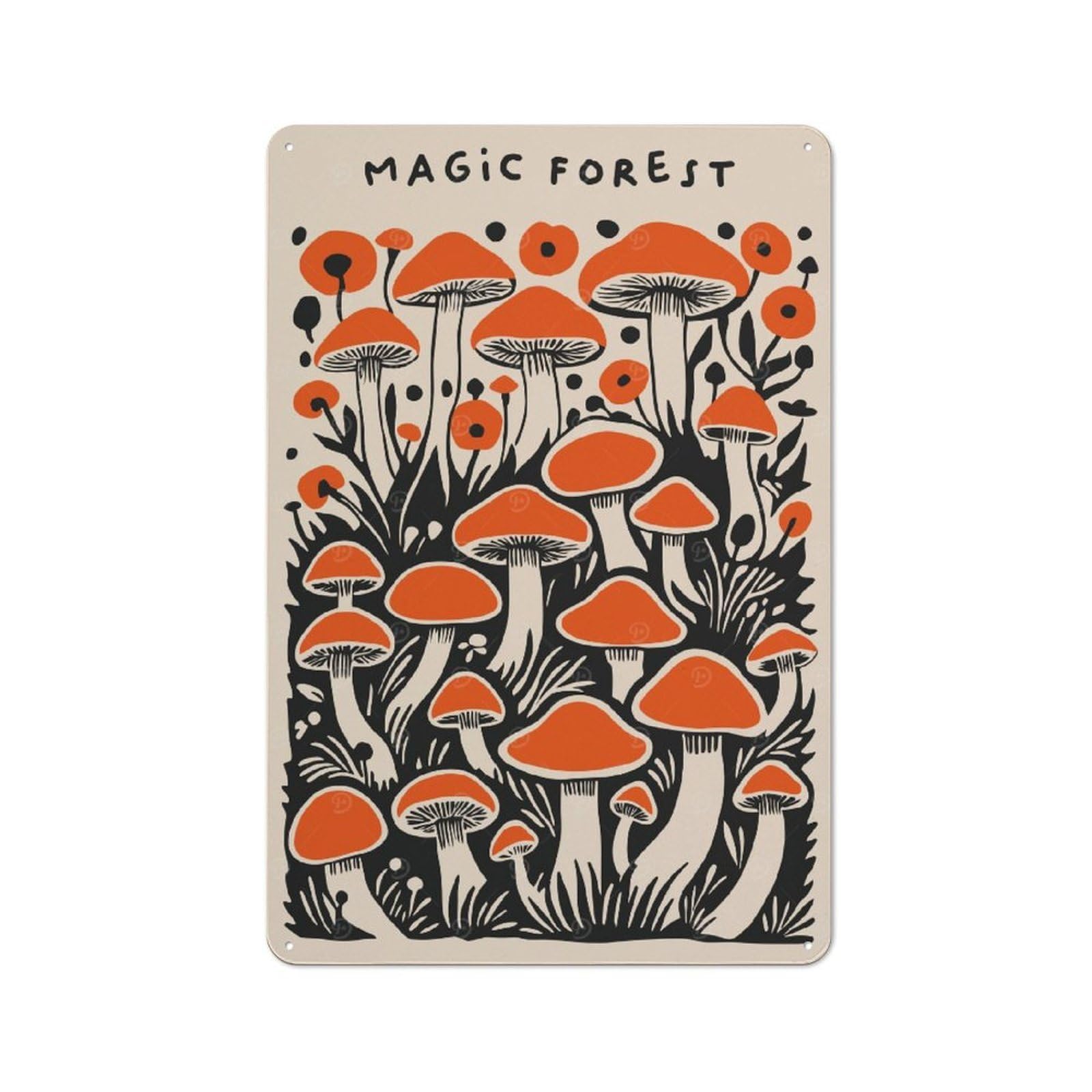 Magic Forest Mushrooms Tin Sign 30x20cm, Vintage Home Bar Decor for Cafe, Pub, Workshop Or Home Bar, for Relaxed Wall Styling