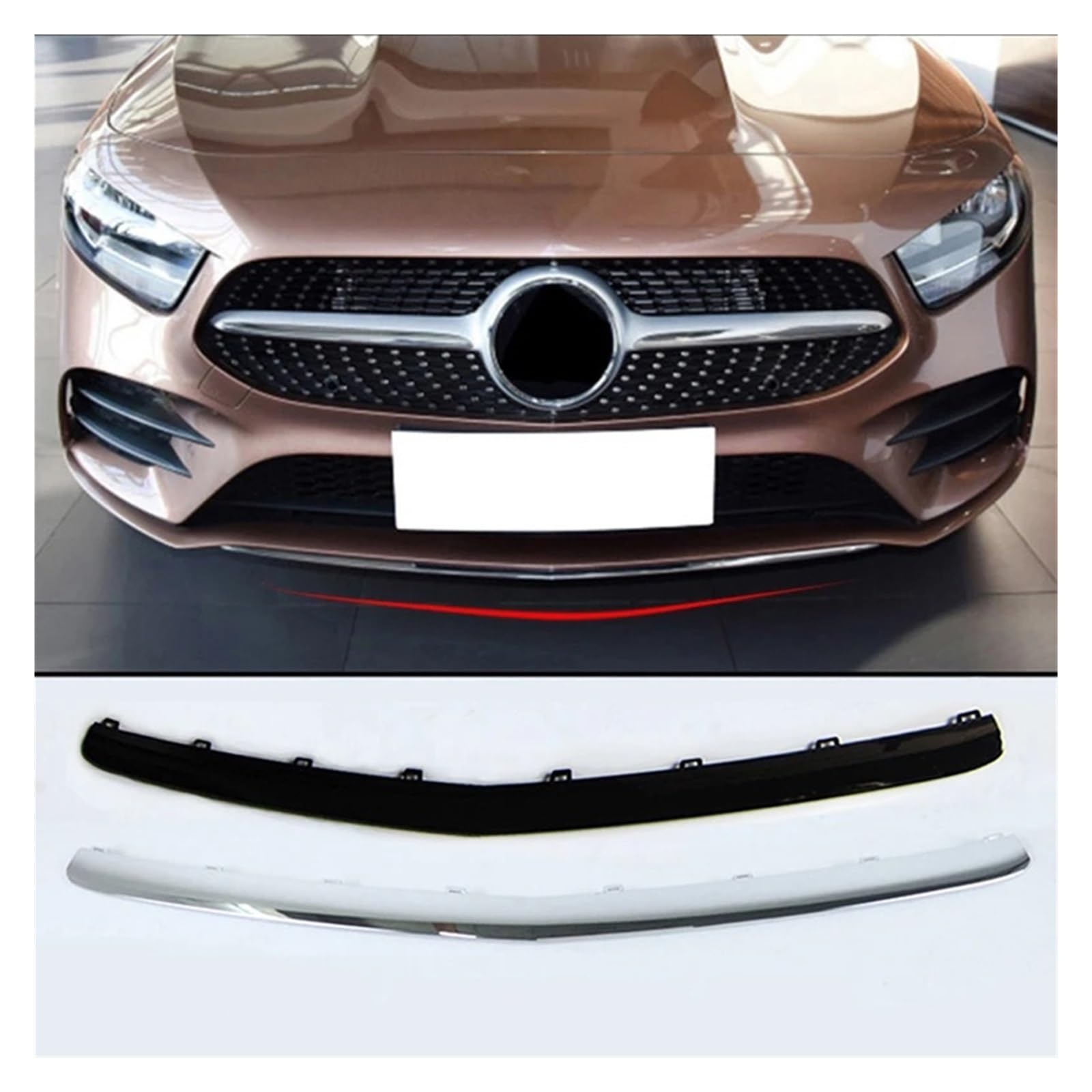 Frontstoßstange Chrom Lip Spoiler Black Plating Trim kompatibel 