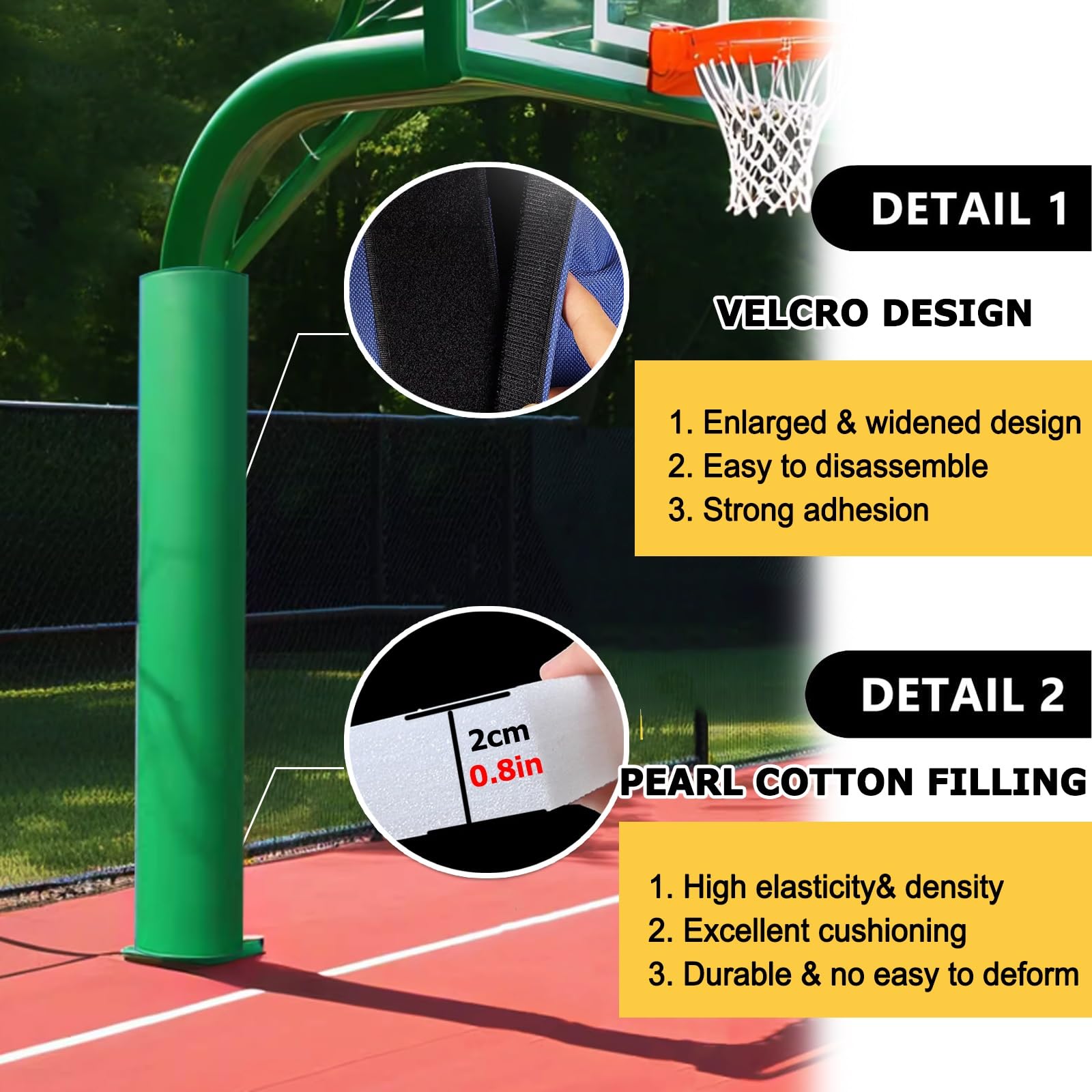 Almohadilla Protectora Redonda for Postes de Baloncesto, for Exteriores, Resistente a la Intemperie, for Postes de Electricidad, Cubiertas antichoque for Postes de Garaje(H 5FT,Dia 2.5")