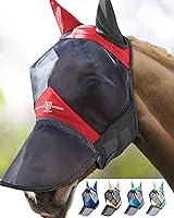 Vista 35 de Harrison Howard CareMaster Pro - Máscara luminosa para mosca de caballo, gran espacio para los ojos, nariz larga con orejas, protección UV