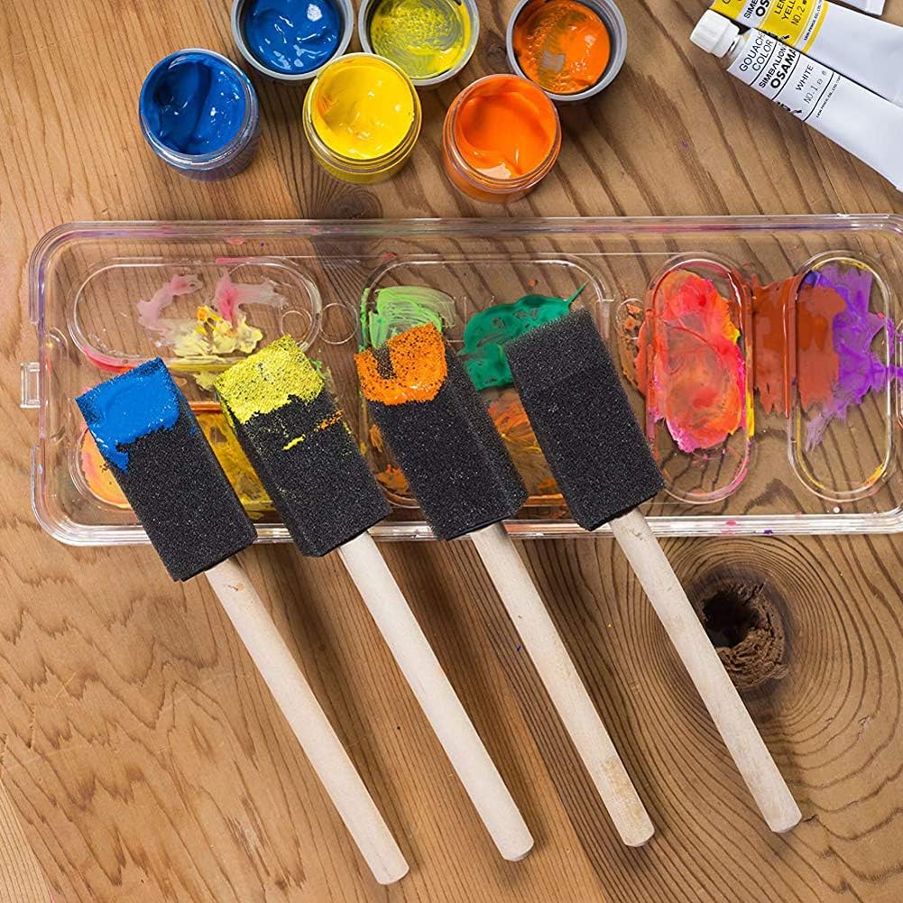 20pcs Black Foam Paint Brush 1 Inch Foam Sponge Paint Brush Set with Wooden Handle Art Projects for Acrylics, Stains, Varnishes, Crafts : Arts, Crafts & Sewing
