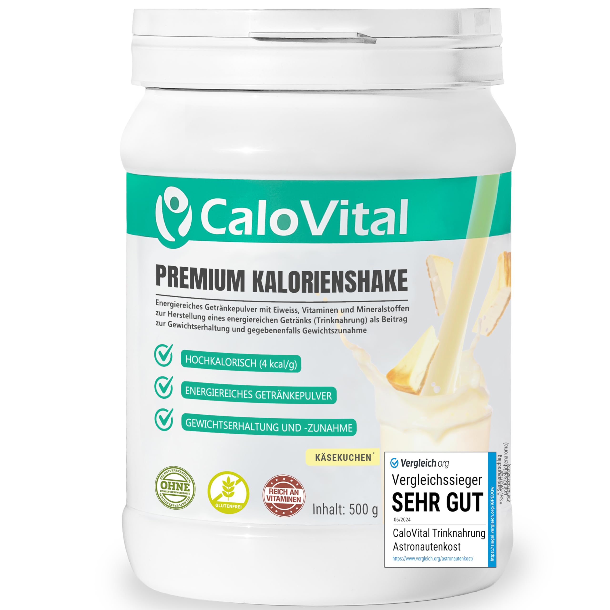 CaloVital Käsekuchen 500g Kohlenhydrat- und Eiweiß Getränk Produktbeschreibung