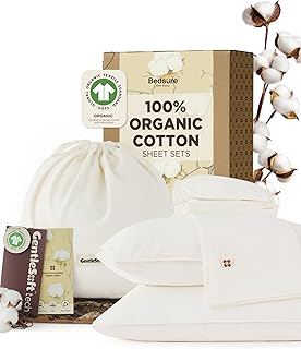 Bedsure 100% GOTS Organic Cotton Sheets, Fair Trade Certified Queen Bedd...