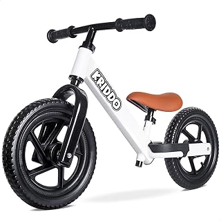 KRIDDO Balance Bike 2 Year Old, Toddler Balance Bike for Kids Aged 2-5, with DIY Colorful Stickers, Non-Slip Sporty Footrest, Racing-Style Frame, Gift for 2-4 Boys and Girls, White