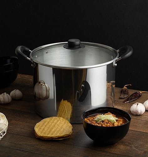 Miniatura 8 de Vasconia Olla de vapor Tamale de 13 cuartos de galón con bandeja y tapa de vidrio (aluminio) para todas las estufas, olla grande para cocinar al