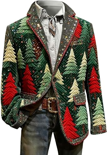 Mens Blazer Sport Coats Casual Ugly Christmas Jackets Corduroy One Button Sports Coat and Blazers Suit Jacket