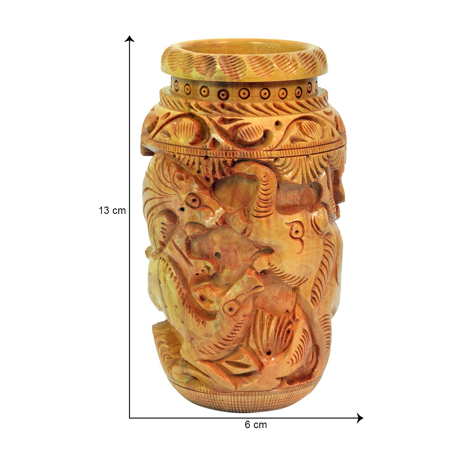 Craft Trade Hand Carved Wood Pen Holder for Desk Organizer for Home School Office Supplies Pencil Cup Pot Storage Box Suitable for Stationery - Image 2