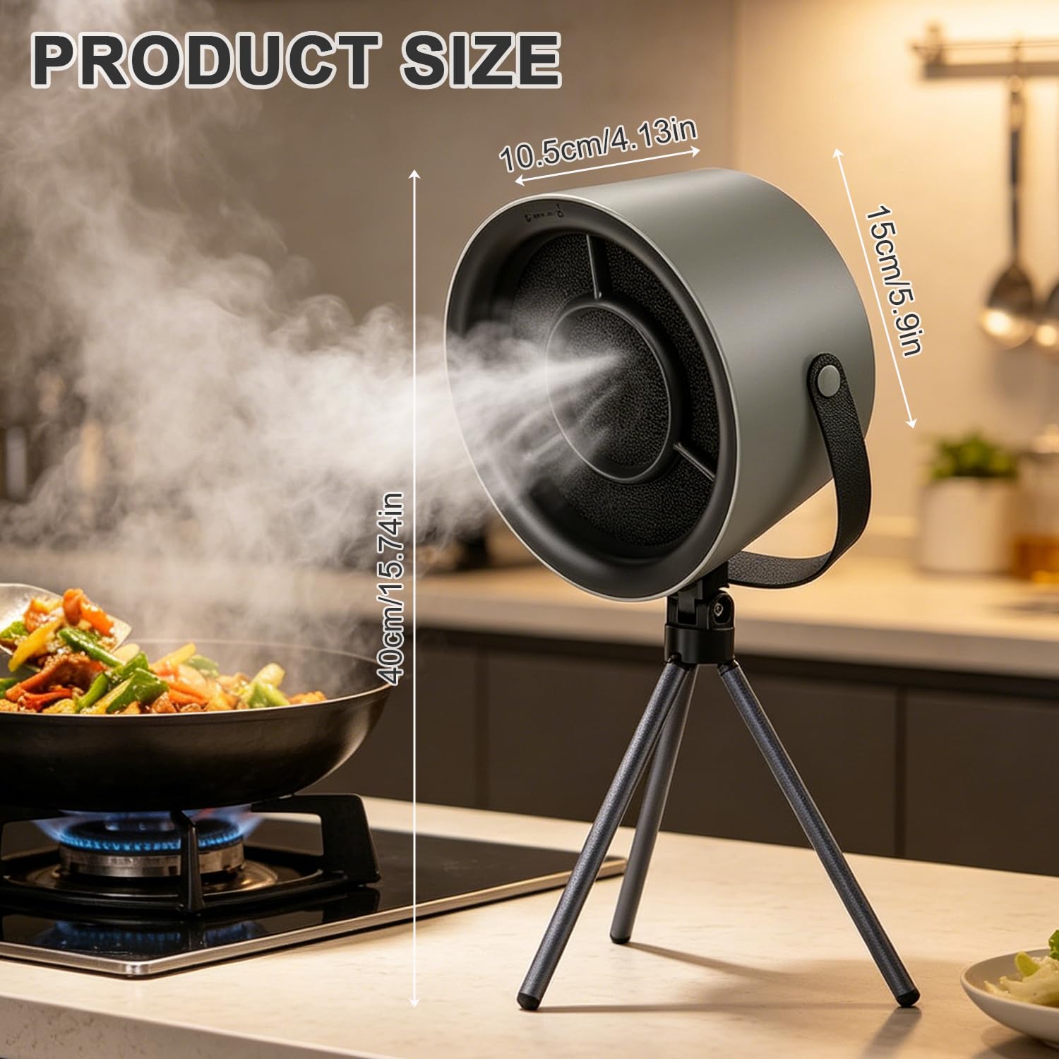 Mobile Dunstabzugshaube ohne Installation Tragbare Mini Abzugshaube 3-stufig leise abnehmbares Stativ Aufhängeseil für Wohnung RV Camping Outdoor BBQ Raclette