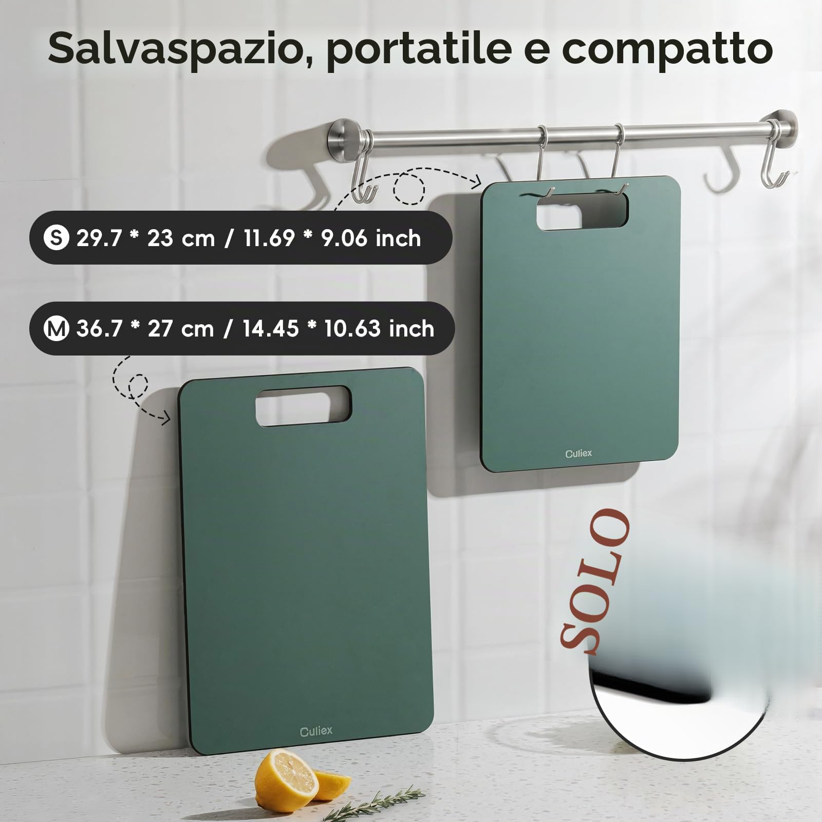 Tagliere in Fibra di Legno, Set da 2, Lavabile in Lavastoviglie Tagliere Composito, Alta Densità, Atossico, Senza BPA, Piedini Antiscivolo, Adatto ai Coltelli per Carne, Verdura, Frutta e Pane