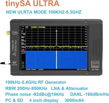 Handheld Spectrum Analyzer With Signal Generator AURSINC TinySA Ultra+ ZS406 Spectrum Analyzer - 100kHz-5.4GHz Handheld With 4 Touchscreen & Signal Generator RF Signal Generator