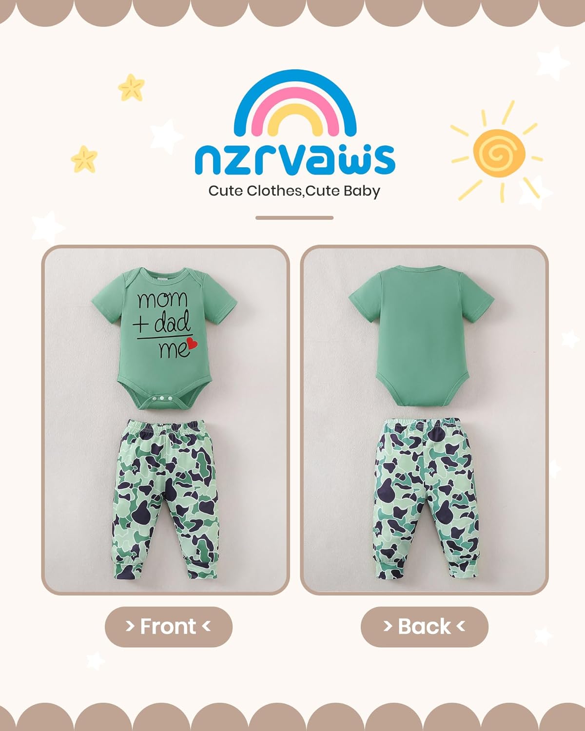 NZRWAWS Newborn Baby Boy Clothes Preemie boy Infant Boy Outfi Romper Pant 10 Pcs Solid Clothing Set 0 3 6 9 12 Month
