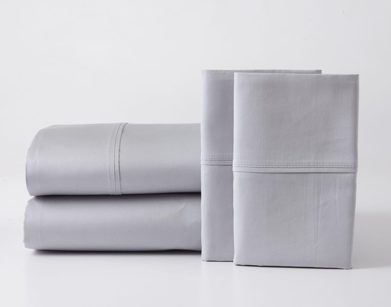 GhostBed Split King Premium Supima Cotton and Tencel Luxury Soft Sheet Set, Grey, 7 Piece