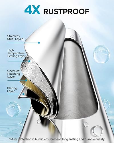 Miniatura 2 de Nieifi Estante de almacenamiento adhesivo de acero inoxidable sin taladrar con ganchos para baño, baño, baño, cocina, paquete de 2