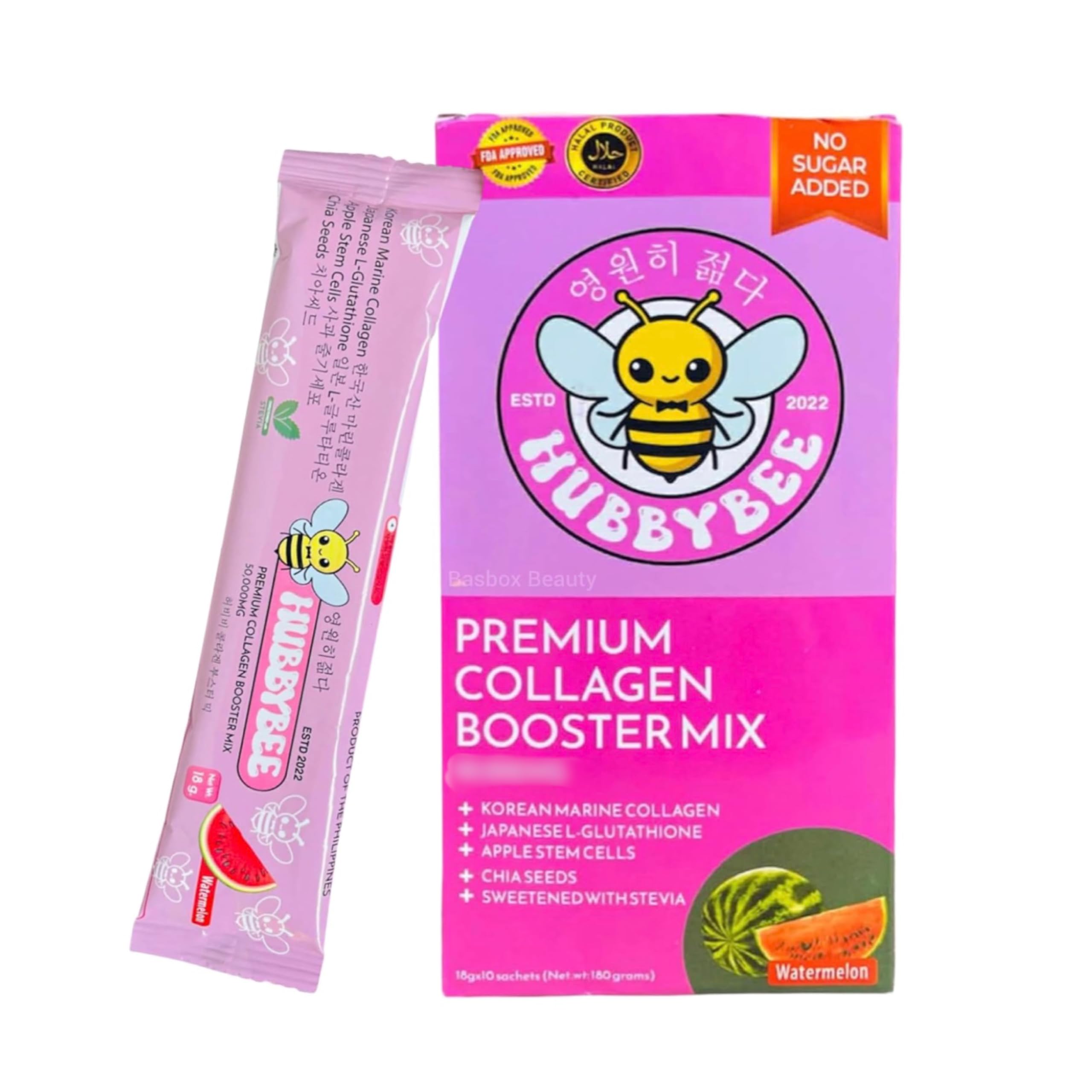 fda glutathione 2022 HubbyBee Premium Collagen Booster Mix, Korean Hydrolyzed Marine Collagen with L-Glutathione, Apple Stem Cells & Chia Seeds (10 Sachets x 18 Grams) AOD 9604 (5MG) :