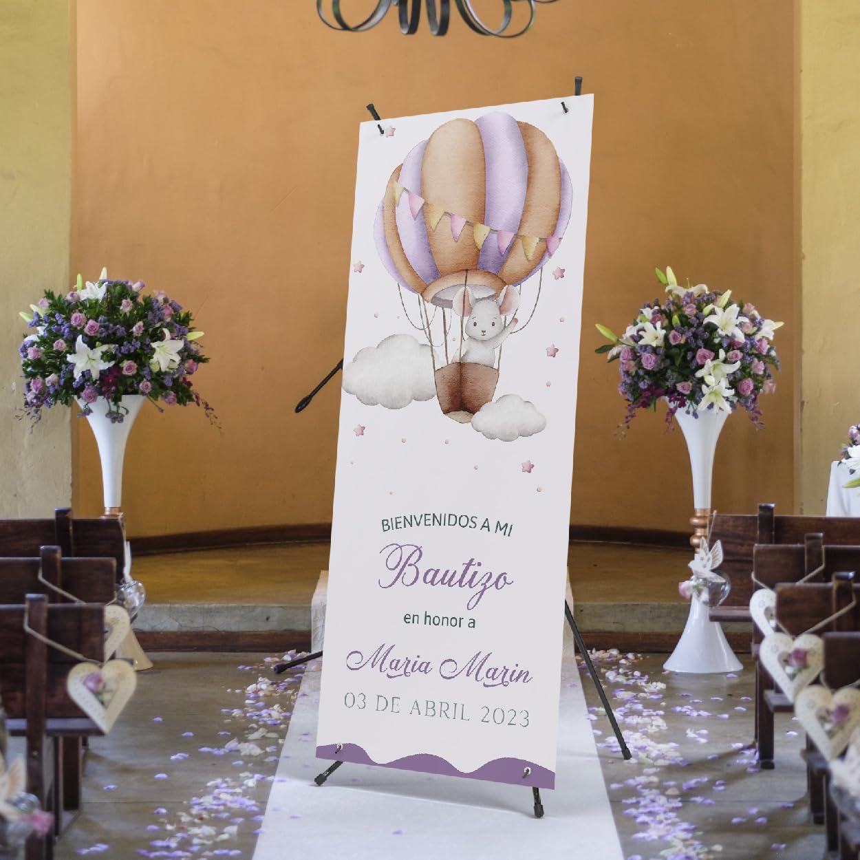 Photocall Bautizo Personalizado - Decoración para Niña o Niño - Pancarta Mi Bautizo 70x180cm - Personalización Única con Nombre, Fecha o Foto - 11 Modelos