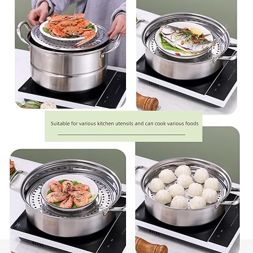 Miniatura 3 de Estante de vapor de acero inoxidable de 9.5 pulgadas de diámetro con patas extraíbles, cesta de vapor para verduras para hornear al vapor