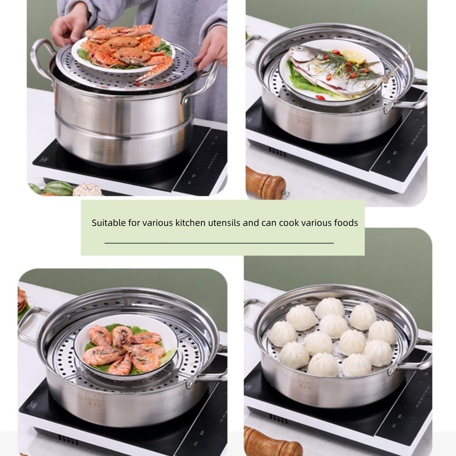 LannuMet 9.5-inch Dia Stainless Steel Steamer Rack with Removable Legs Vegetable Steamer Basket for Pot Steaming Baking