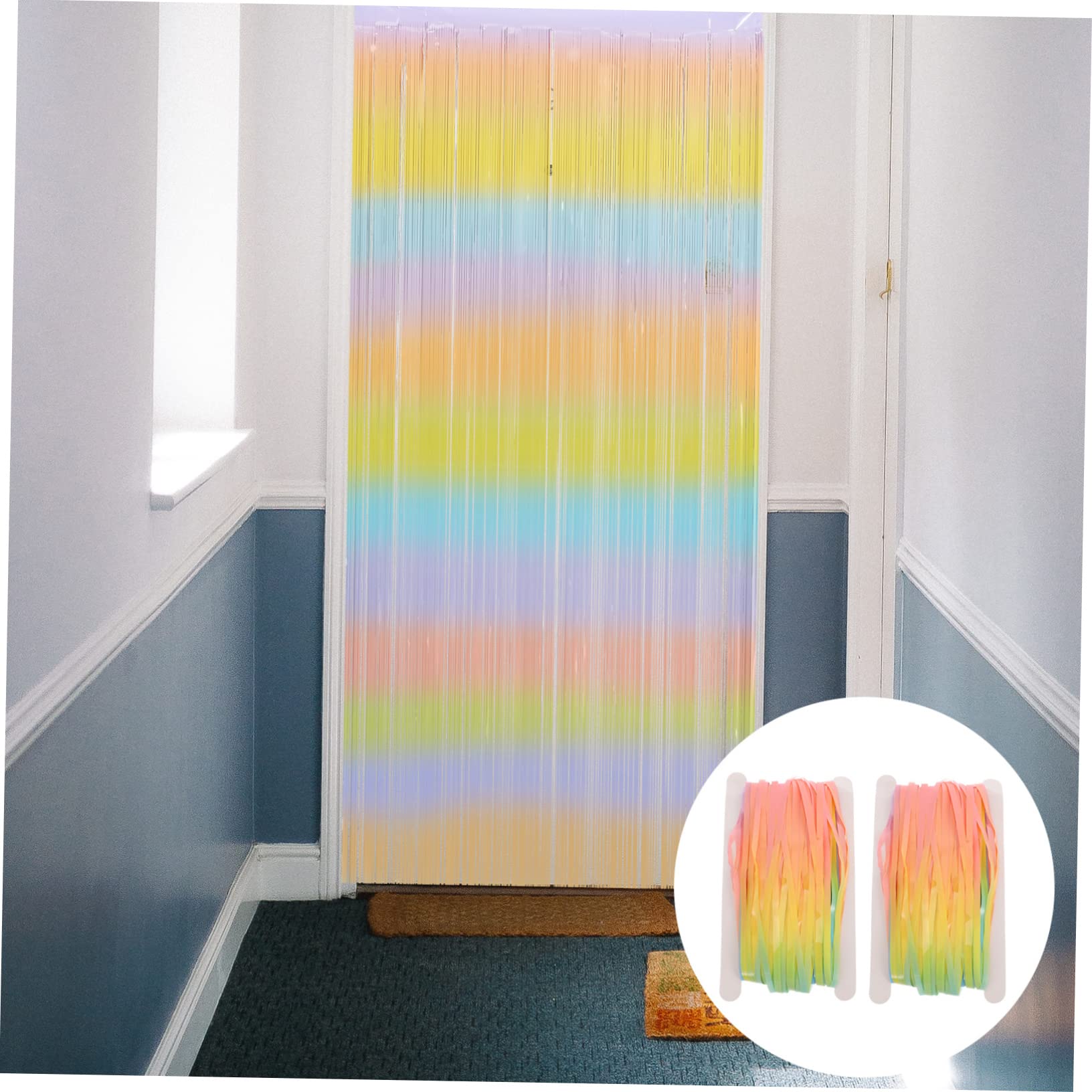 HOOTNEE 2bags Macaron Gradient Rain Tassel Curtains for Party Backdrop Wedding Wall Drapes Plastic Streamers for Birthdays Festivals Home Decor
