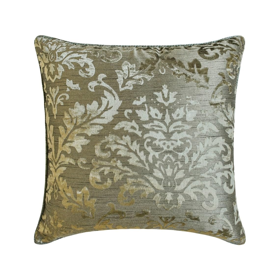 The HomeCentric Decorative Throw Cushion Cover Silver Pack of 2, 40x40 cm (16"x16") Burnout Velvet Damask Pillows Cover, Patchwork Modern Pillow Case - Damask Frost โ image 1