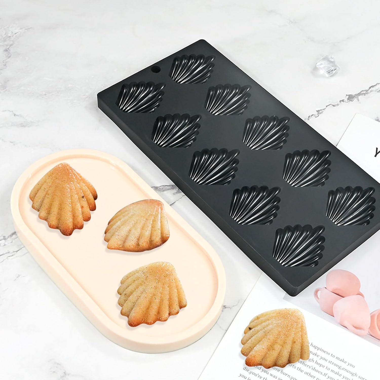 Professional Food Grade Silicones Pan 10 Cavity Shell Shape Madeleine Cake Dessert Molds Baking Accessory Nonstick Madeleine Baking Molds
