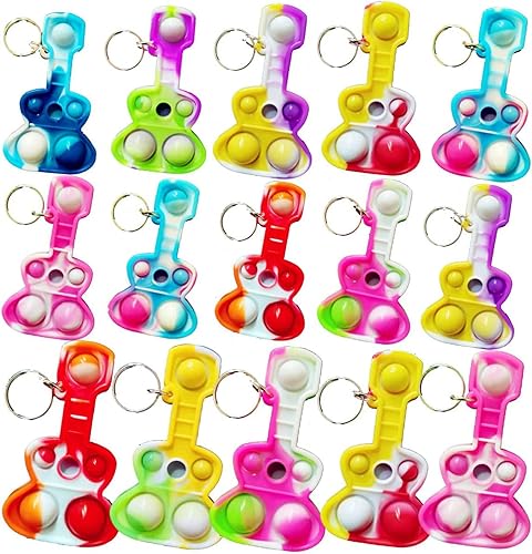 Paquete de 100 juguetes para ansiedad de guitarra a granel con música, para autismo, necesidades especiales, apretar, sensoriales, regalos de