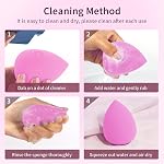 BEAKEY Makeup Sponge Set, 5 Pcs Pink Beauty Sponges for Blending | for Flawless Application of Liquid Foundation, Cream, and Powder, Latex-Free Vegan and Cruelty-Free, Wet or Dry Use, Reusable