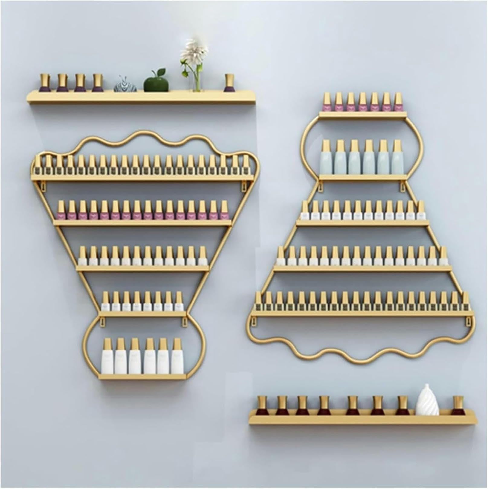 Caja para almacenar cosméticos y estante de pared para esmaltes de uñas