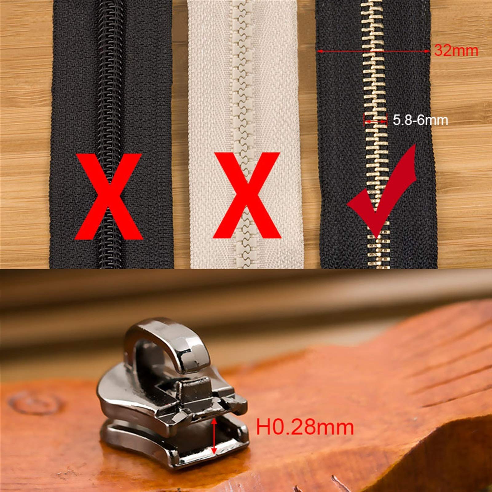 Kit de reparación de cremalleras, Kit de reparación de cremalleras con cabezal de tirador deslizante, 10 piezas n.° 5 for bolsos, chaquetas, abrigos, manualidades de costura, bricolaje.(Light Gold)