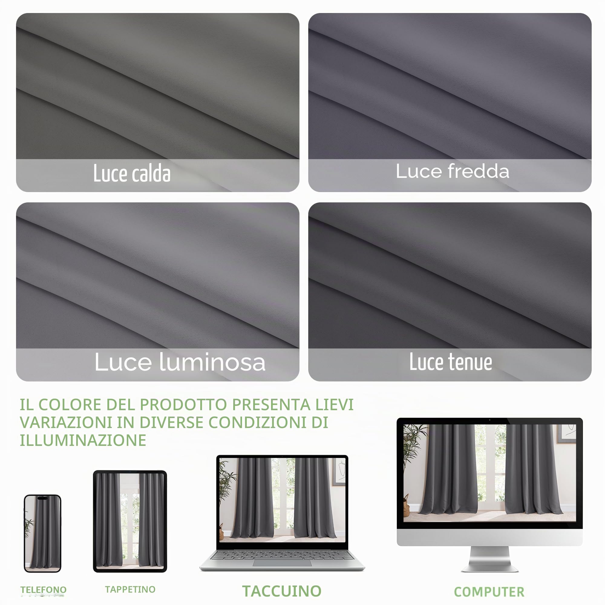 KGORGE Tende Oscuranti per Interni 2 Pezzi L 200 x A 220 CM Tenda Divisoria Termica Isolante con Anelli per Soggiorno Curtains Camera da Letto Moderna, Grigio