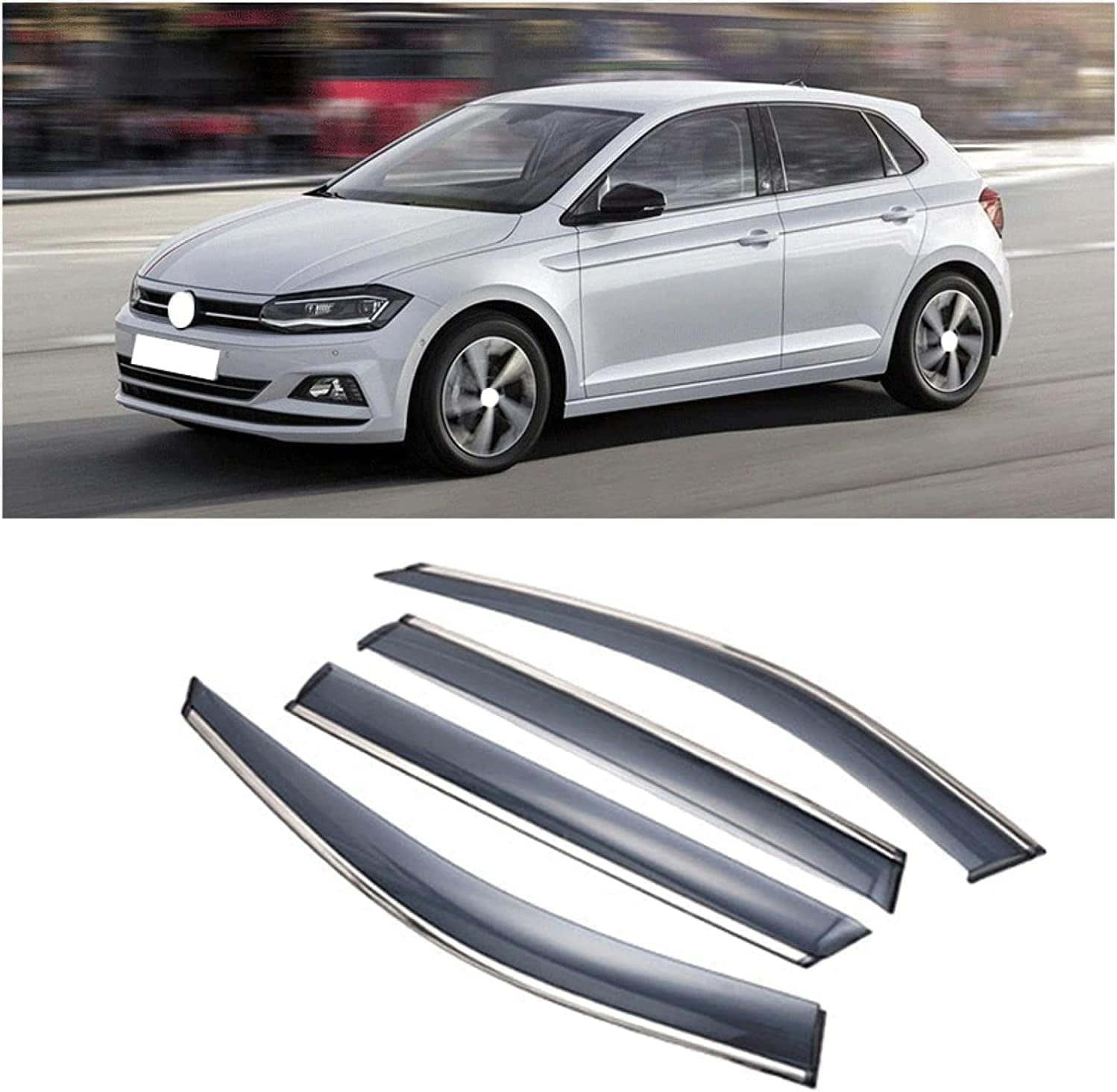 PANXUC Car Wind Deflectors for VW Polo 2005-2018, Side Window Wind Rain Deflector Window Visor Sun Rain Guard Smoke Guards