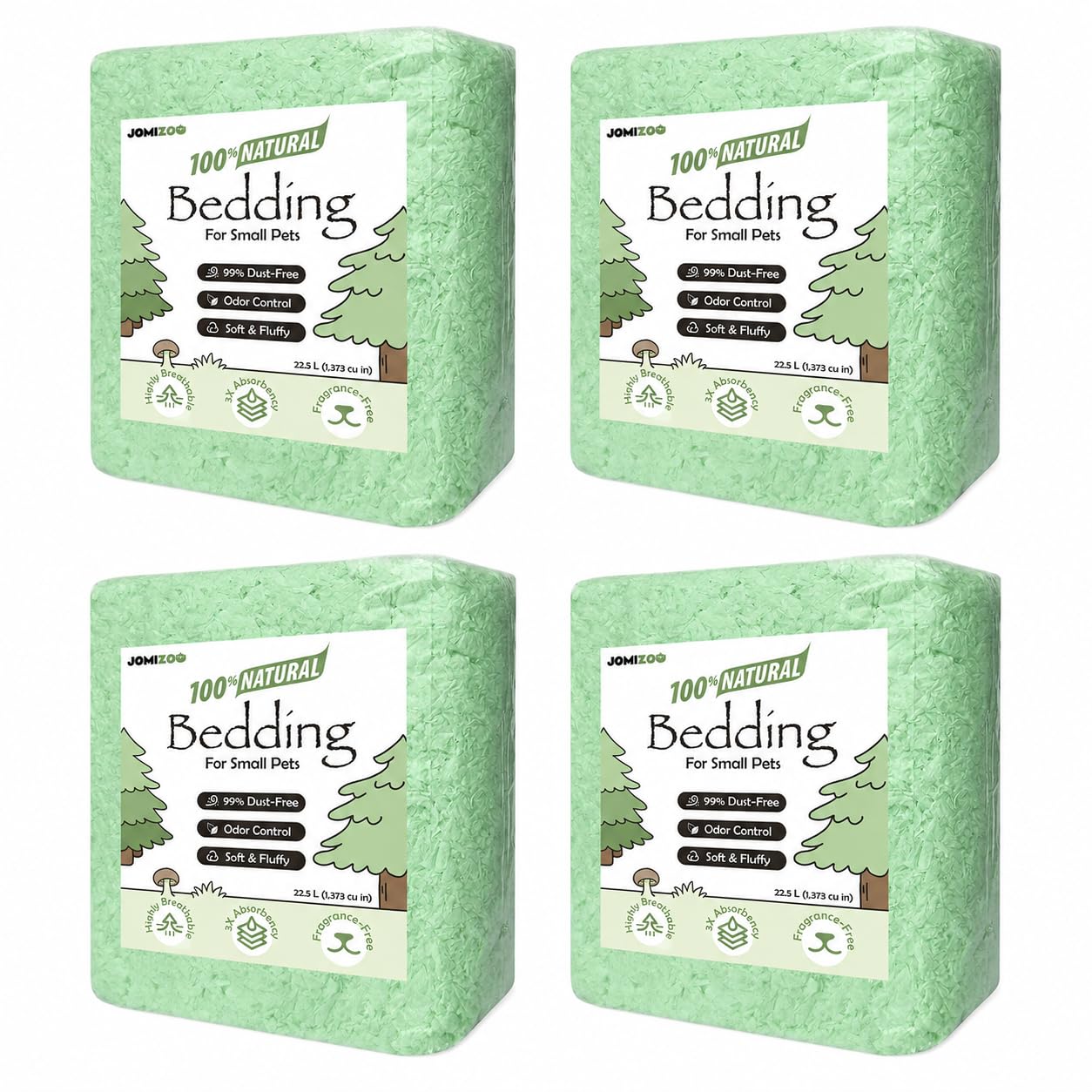 JOMIZOO Hamster Bedding 90L, 99% Dust-Free, Soft, Odor Control, Meadow Green