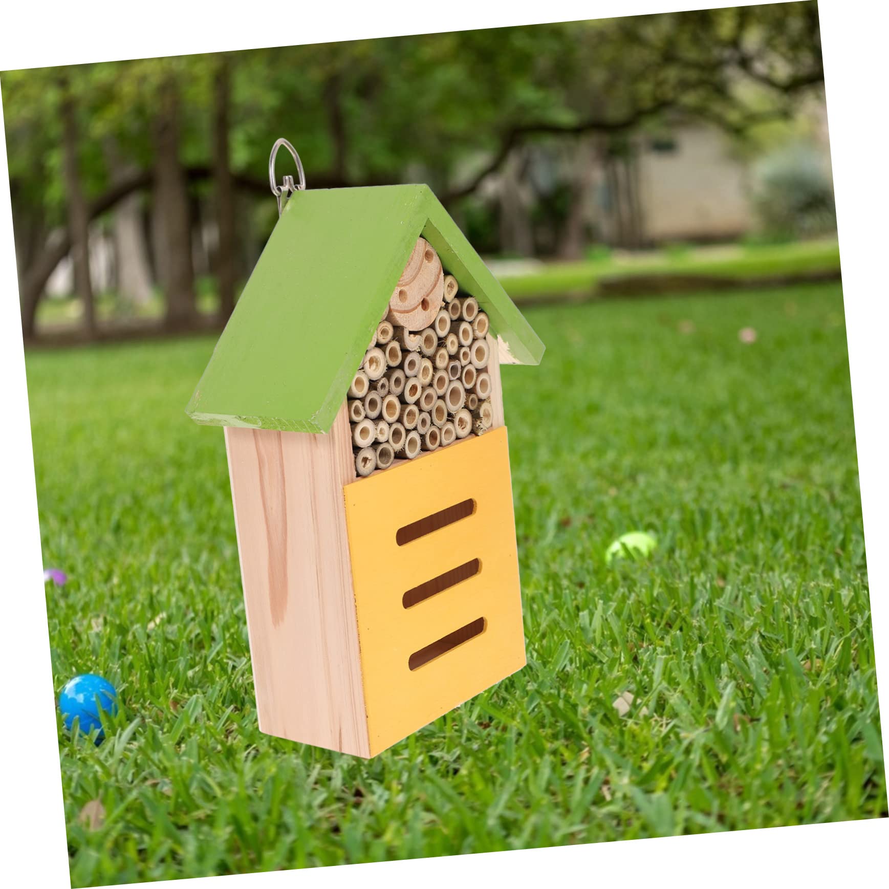 ifundom Casetta per Insetti in Legno Verde, Stile Baita, per Giardino Attira Insetti Utili e Favorisce L’impollinazione Naturale All’aperto