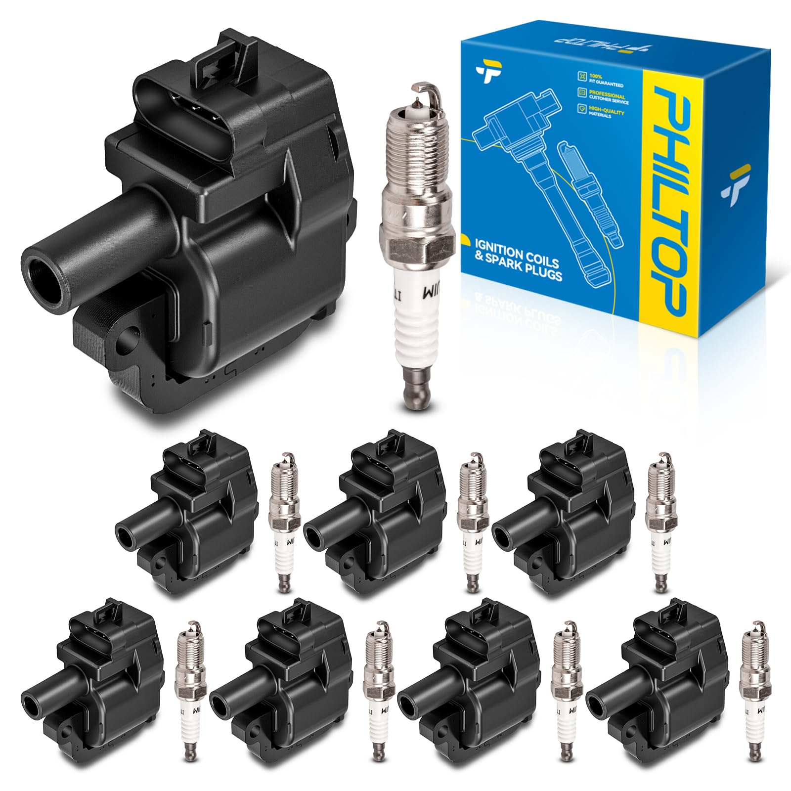 PHILTOP UF192 Ignition Coil Pack and Spark Plug Kit Fit for Chevy Corvette