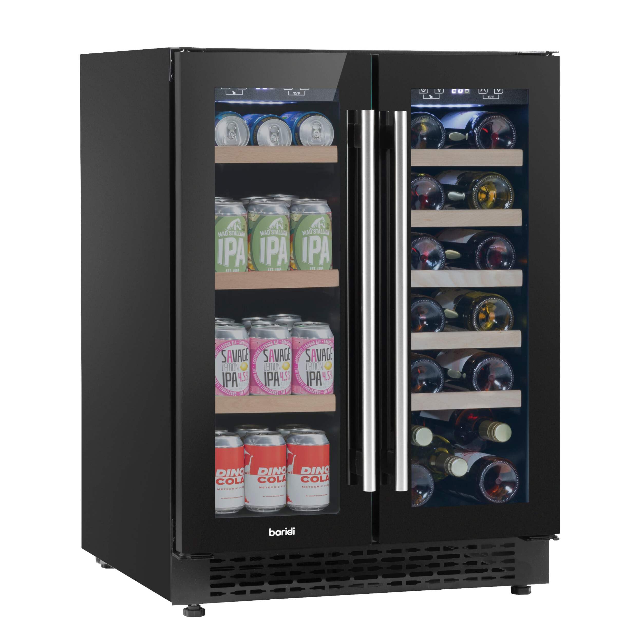 Dellonda Baridi 18 Bottle Dual Zone Wine Cooler, Fridge with Digital Touch Screen Controls, Wooden Shelves & LED Light, Black - DH89 — view 16