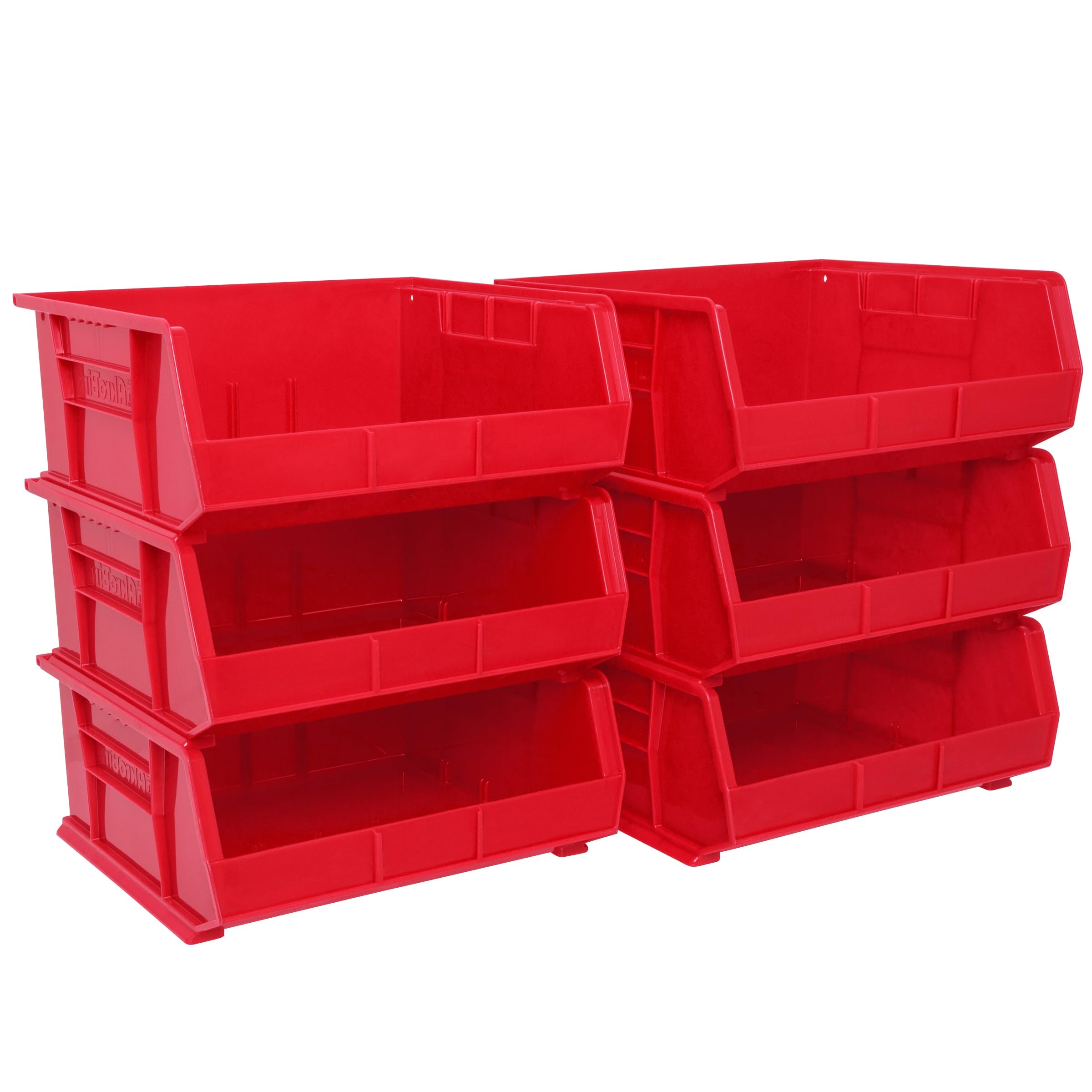 30250 AkroBins Plastic Storage Bins, Space-Saving Stackable Bins for Garage, Pantry, Craft Organization, 15-Inch x 16-Inch x 7-Inch, Red, 6-Pack