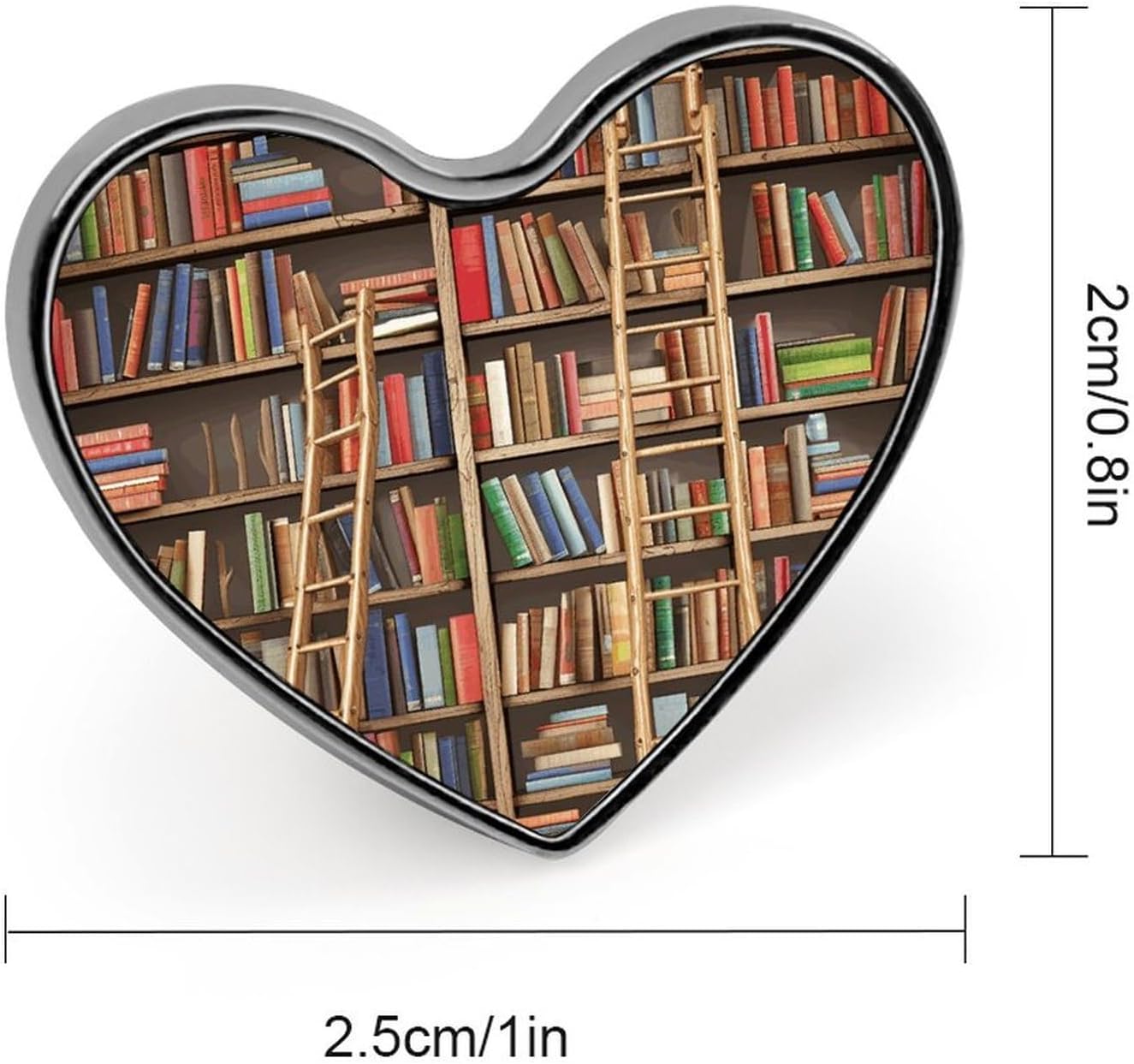 Book Ladder Heart Badge Lapel Pin for Bag Hat Backpack image 2