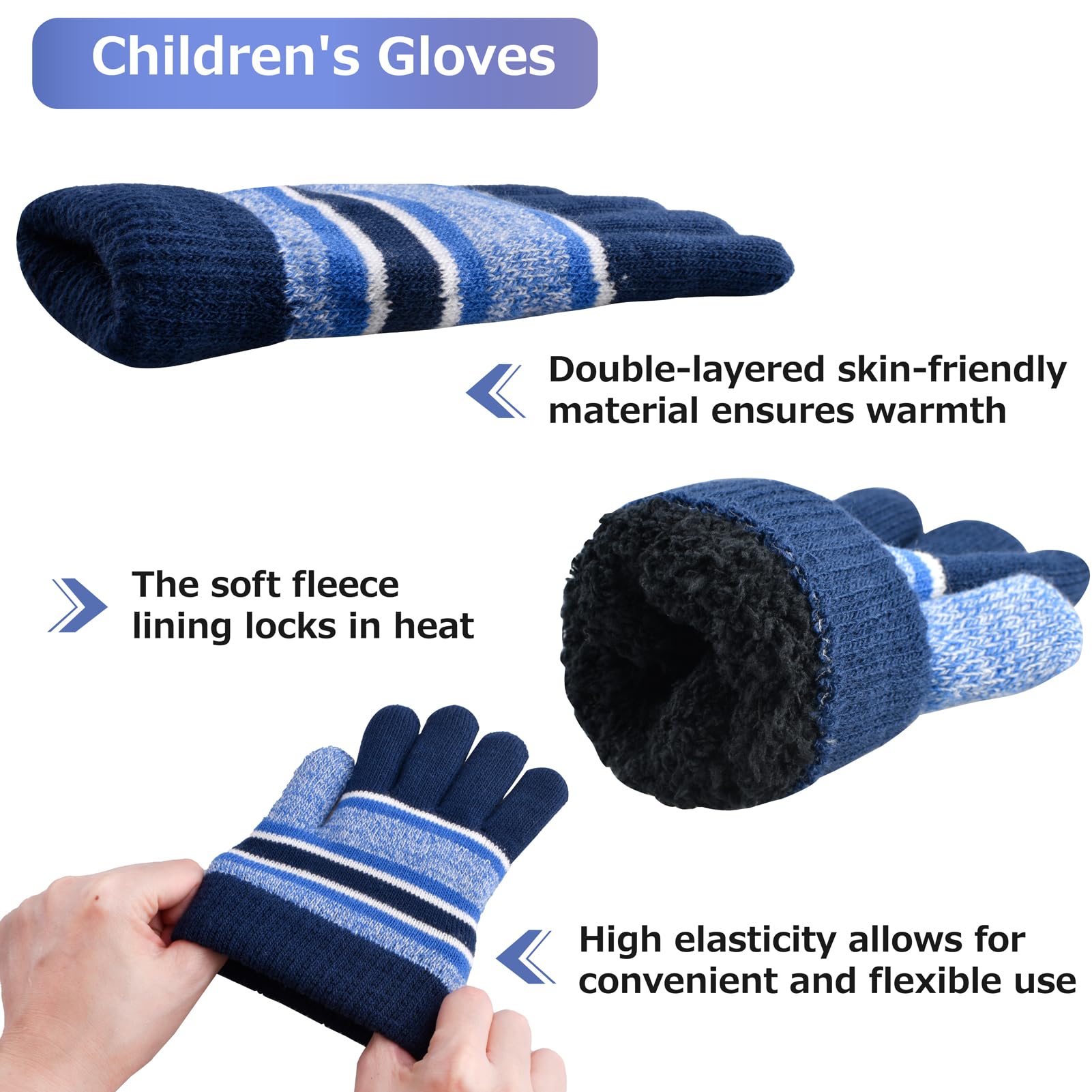 Azarxis Guanti da Sci Bimbo Guanti da Neve Bimba Guanti Sci Bambina Guanti Termici Bambino Guanti Invernali per Bambini (05 Set Invernale - Blu, 3-7 anni)