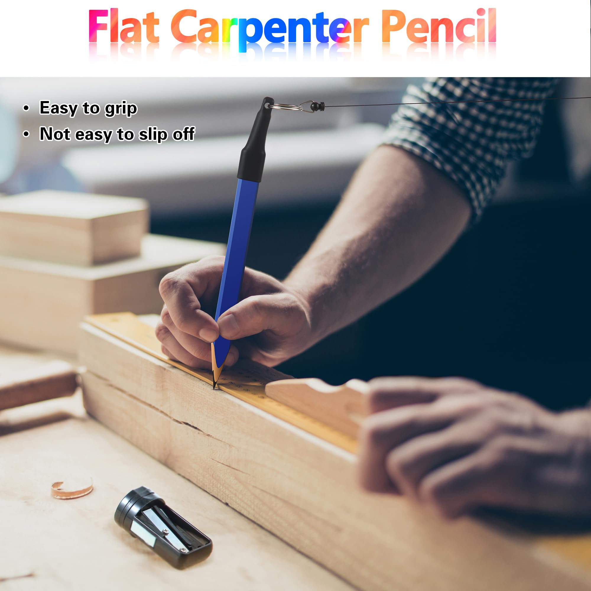 Hiboom 14Pcs Carpenter Pencil, 7" Flat Octagonal Hard Black Marking Pencil — Amazon image 7