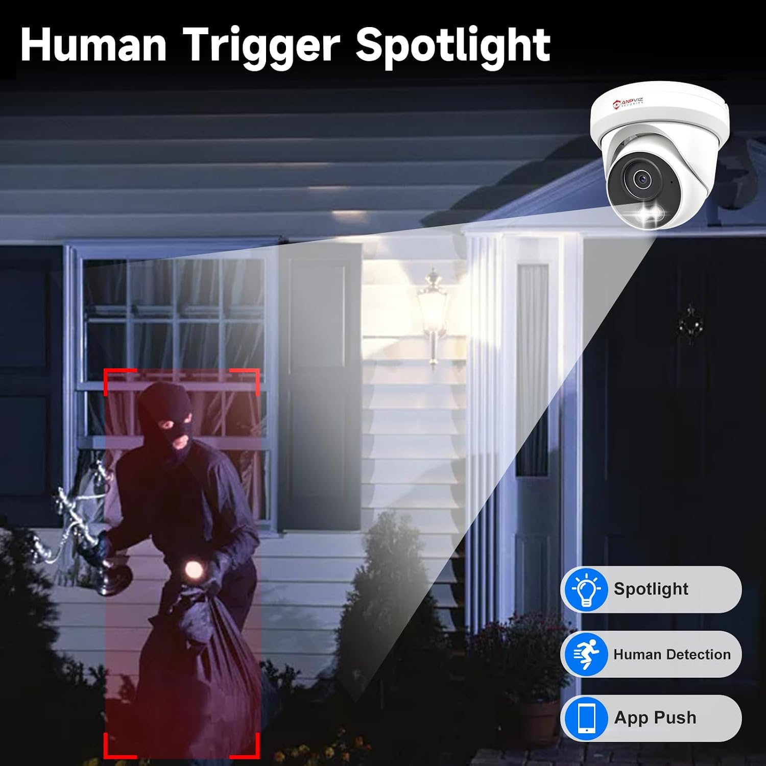 Anpviz 6MP PoE IP Camera, Full Metal Turret Security Camera Outdoor Wired, Smart Dual Light Color Night Vision, Human Vehicle Detection, IP66 Waterproof, NDAA