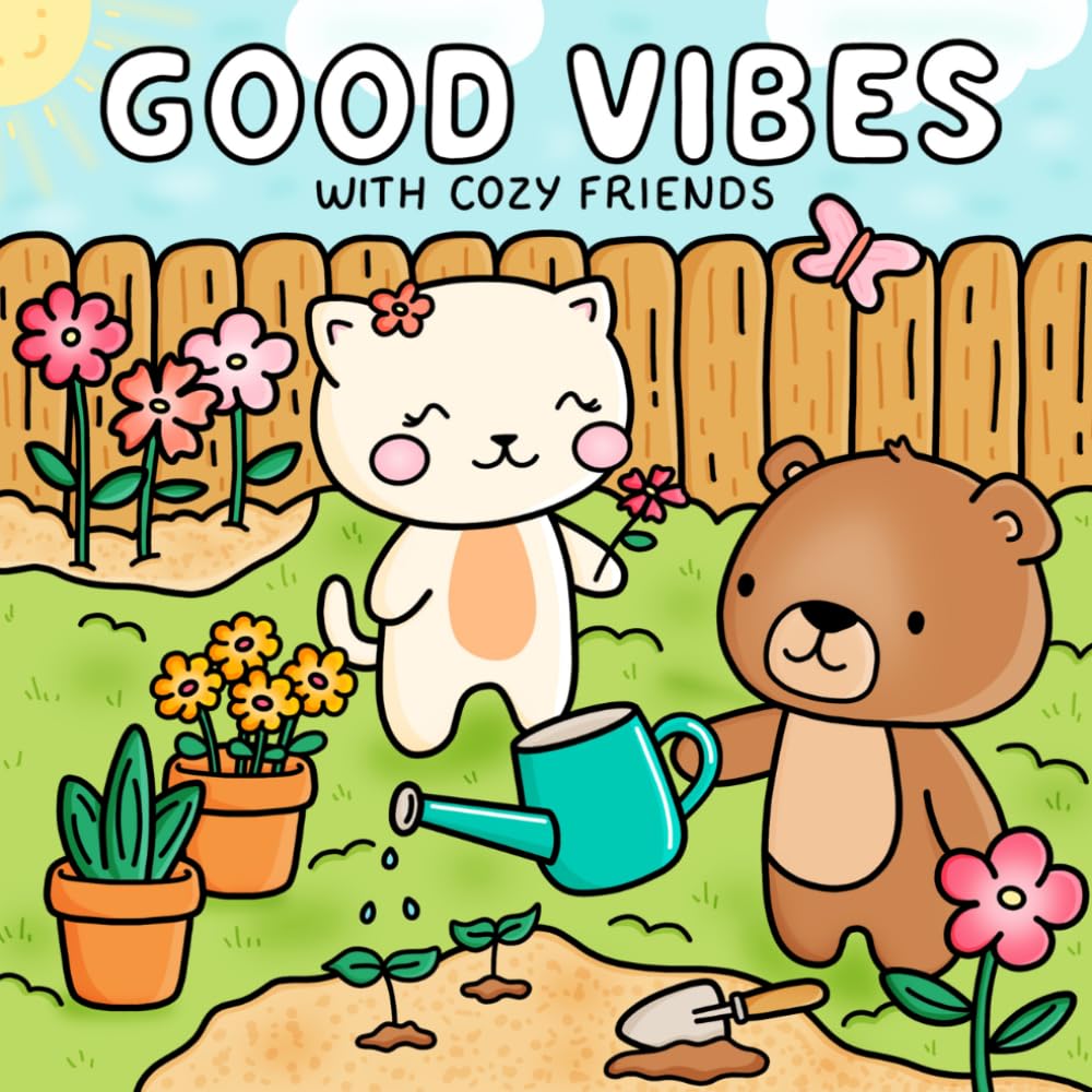 Good Vibes With Cozy Friends - Cute And Cozy Coloring Book: Hand Drawn Coloring Pages Featuring Cute Animals And Cozy Summer Scenes