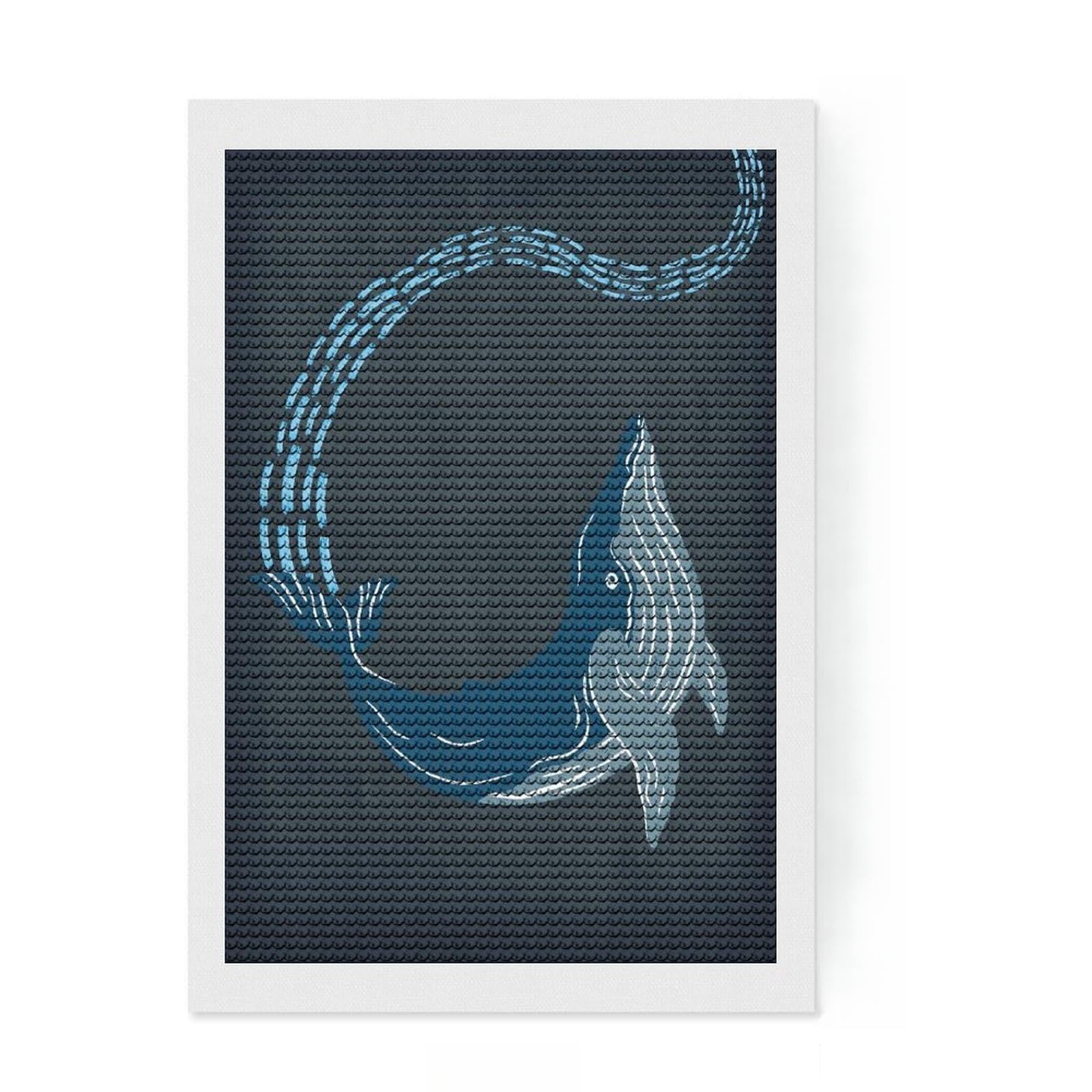Junmoney Trailing Whale Diamond Painting Canvas Set 8"x12", for Teens, Pleasing Wall Art Project, Cosy Home Accent, Birthday Gift