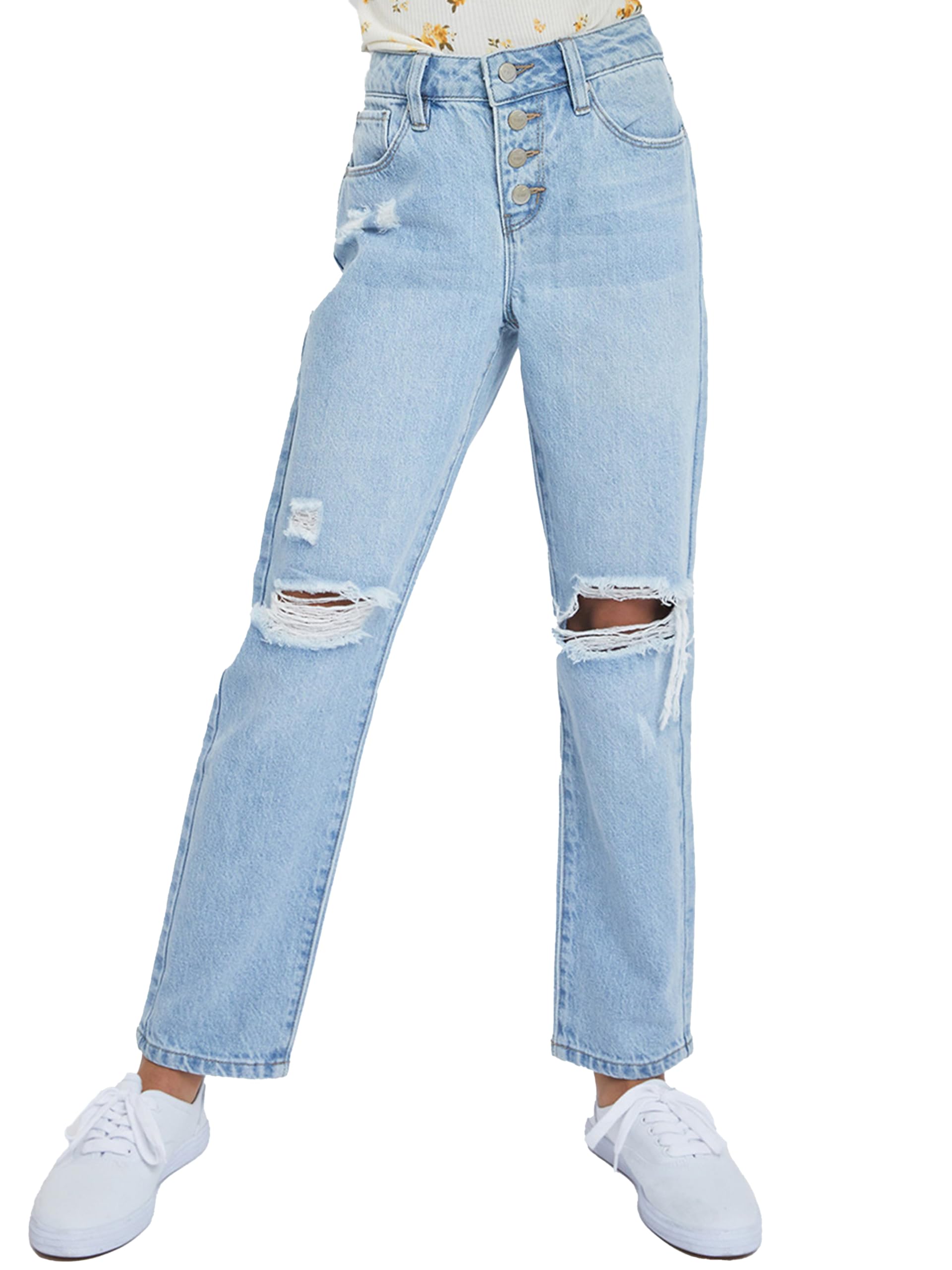 Girls Selena Dream Button Fly Straight Leg Hybrid Jeans