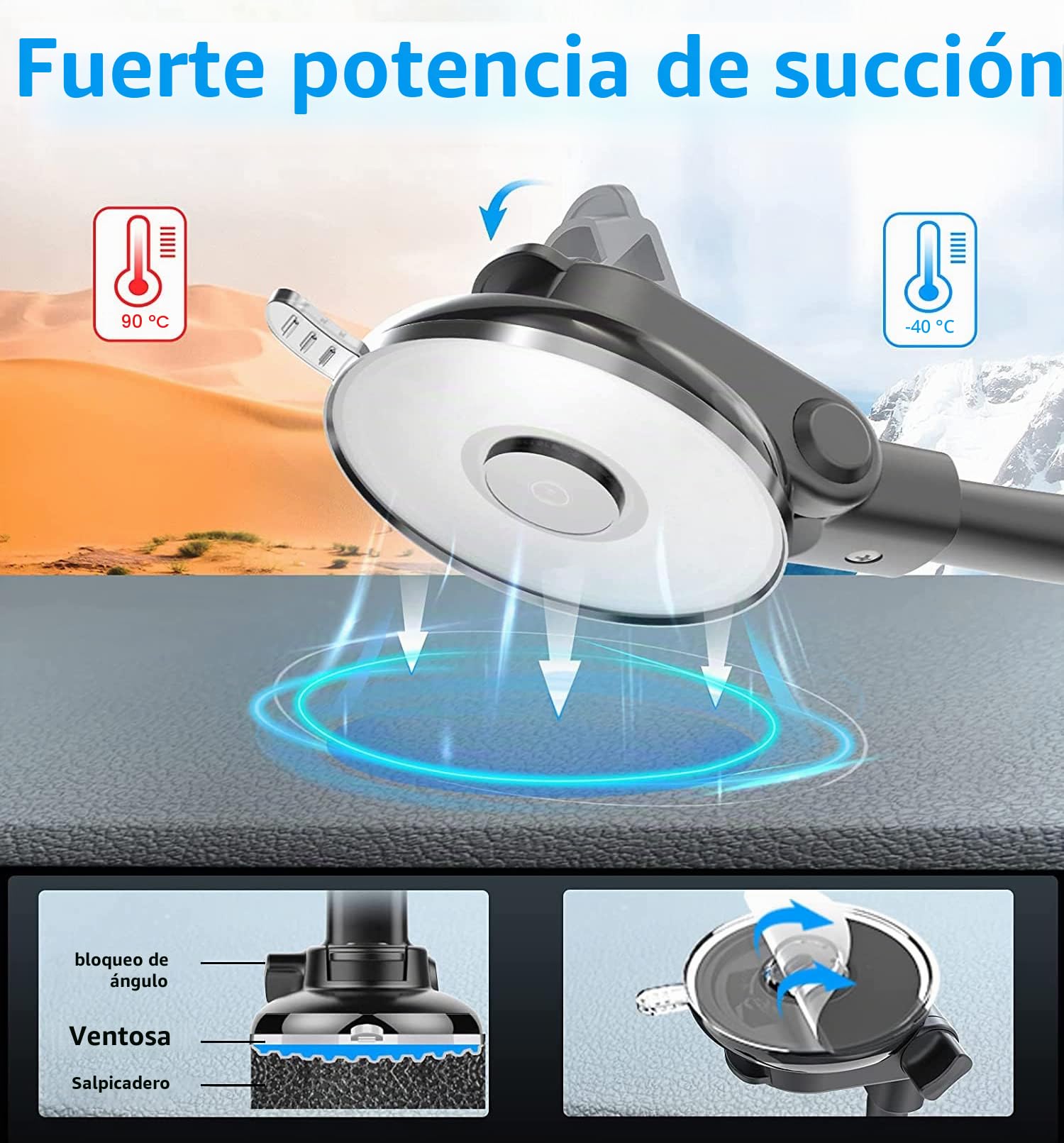 Soporte Tablet Coche Flexible con Ventosa Fuerte, Brazo Cuello Cisne 34 cm | Soporte Tablet Coche Salpicadero Parabrisas para iPad Pro Air Mini, Galaxy Tab, Fire, iPhone, 4-13" Móviles y Tablets