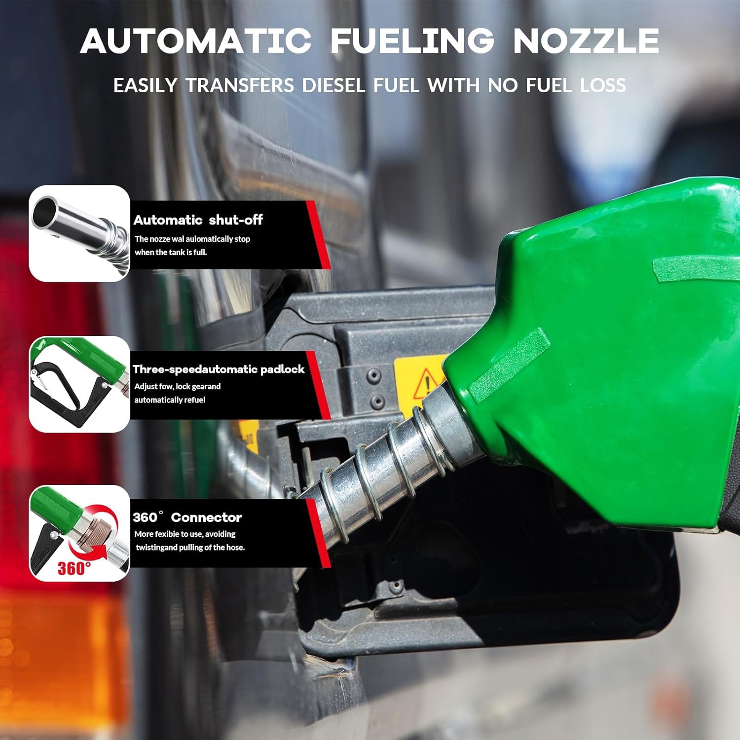 128 Gallon Portable Fuel Tank for Diesel and Gasoline, 12v 10 GPM Pump with Auto Shut-Off Nozzle, 13 Ft Hose and Swivel Connector, Heavy-Duty Transfer Tank for Truck, Tractor, Boat and Equipment