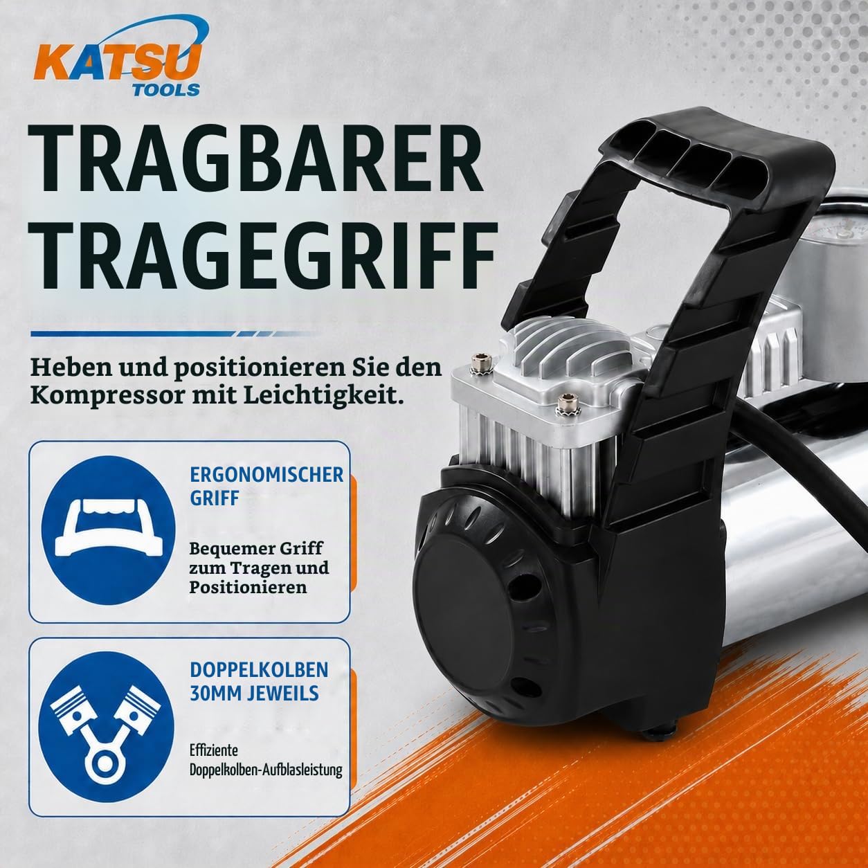 KATSU Auto Luftkompressor 12V 30Amp 150PSI Doppelzylinder 451717