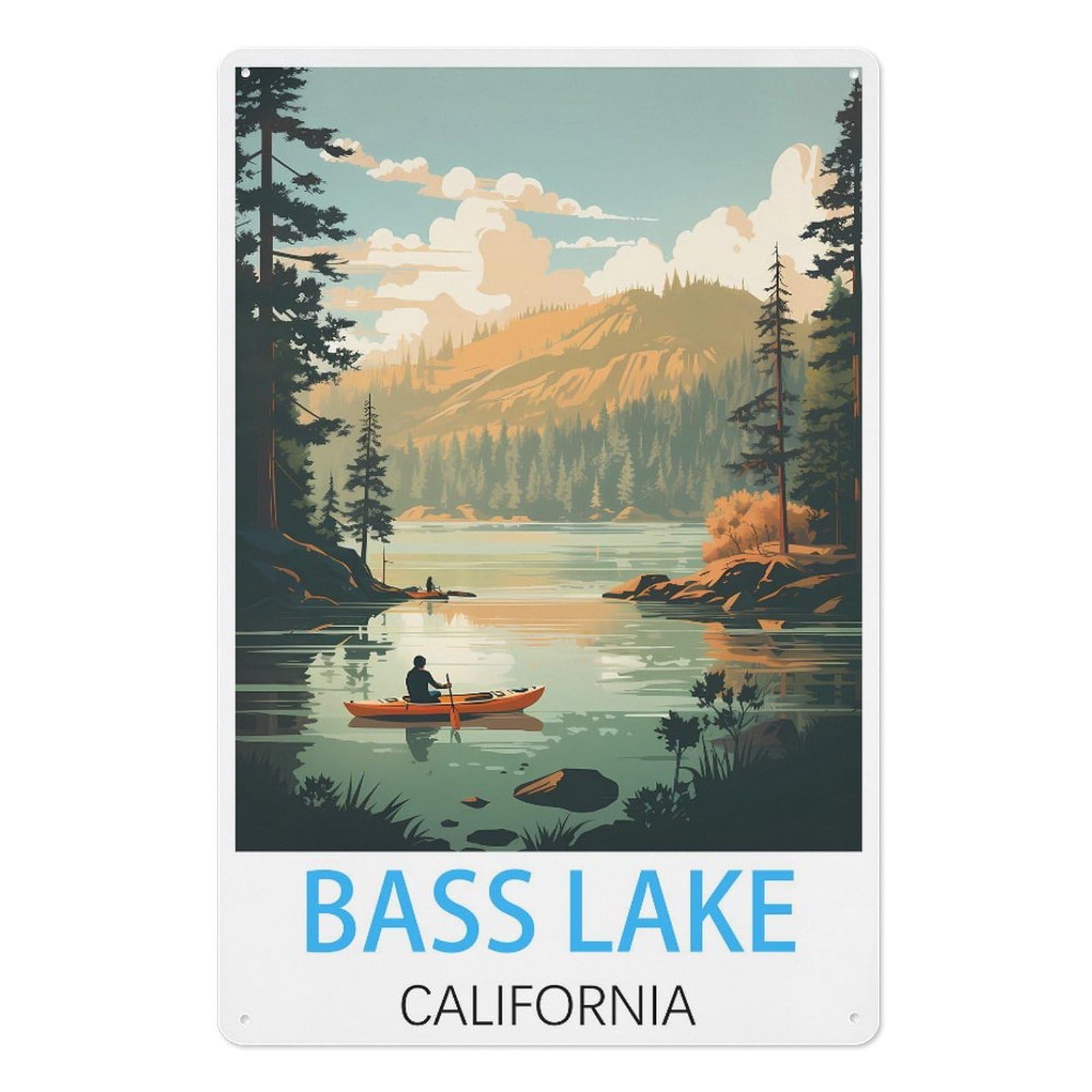 Lake California Retro Design Tin Paintings Vintage Tin Sign 08x12inch(20x30cm) Wall Art for Home Office Bedroom Living Room Cafes Wall Decor