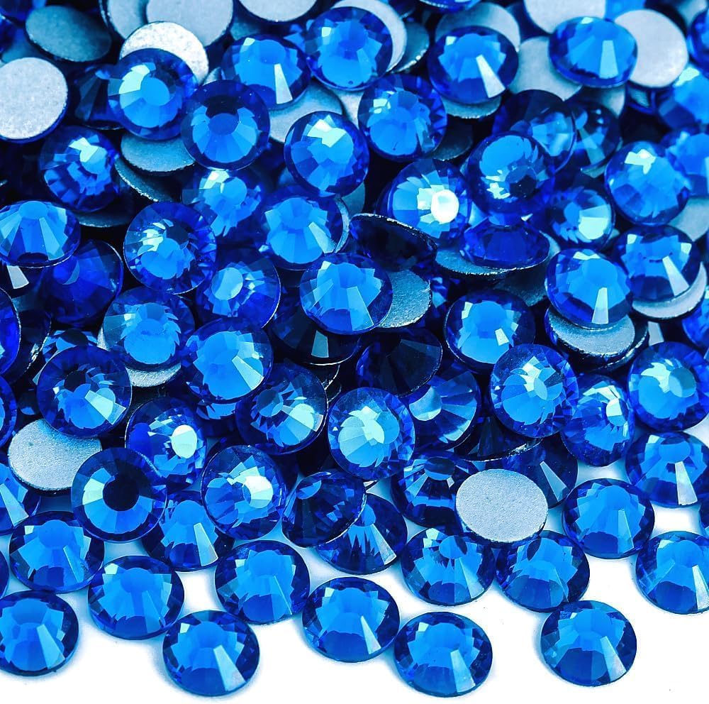 Glass Flatback Rhinestones Crystals for Tumblers Capri Blue SS50 144pcs
